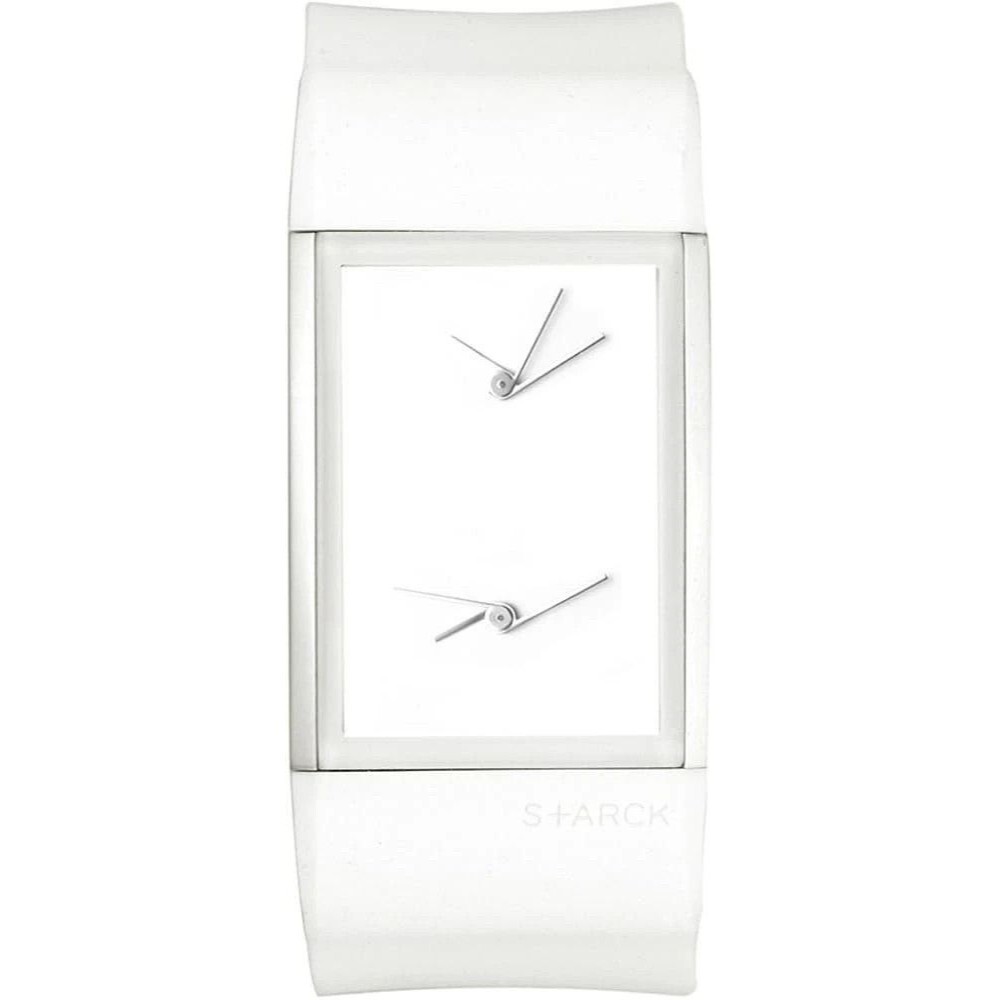 Rare Fossil x Philippe Starck PH5024 Dual Time White Watch 8" Band NIB